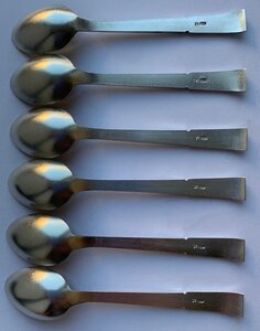 Комплект таллинских кофейных ложек 875 пробы, 6 штук.