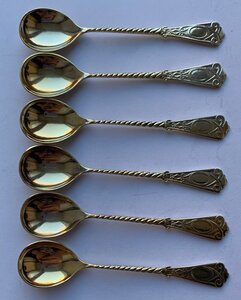 Комплект тбилисских кофейных ложек 875 пробы, 6 штук.