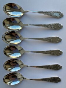 Комплект павловских чайных ложек 875 пробы, 6 штук.