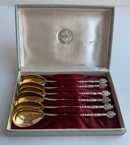 Комплект красивых киевских чайных ложек 875 пробы, 6 шт.