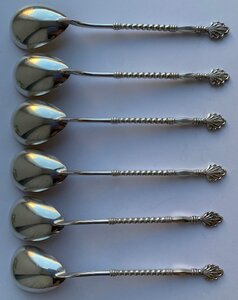 Комплект красивых киевских чайных ложек 875 пробы, 6 шт.