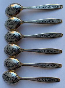 Комплект ОЛИМПИЙСКИХ чайных ложек СЕВЕРНАЯ ЧЕРНЬ, 6 штук.