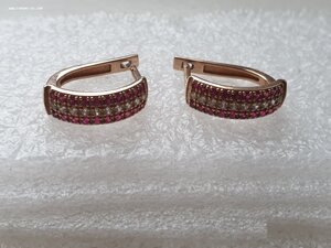 Серьги с Рубинами. ЗОЛОТО 585 проба. Вес 4,44 грамм