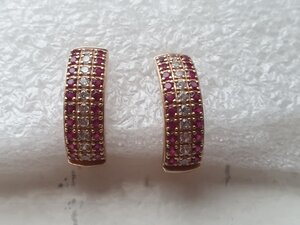 Серьги с Рубинами. ЗОЛОТО 585 проба. Вес 4,44 грамм