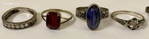 76 серебряных женских колец. 875-925 пробы. Одним лотом.