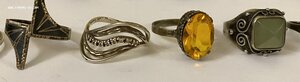 76 серебряных женских колец. 875-925 пробы. Одним лотом.