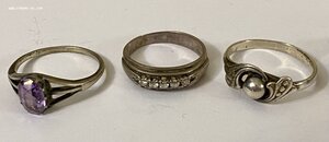 76 серебряных женских колец. 875-925 пробы. Одним лотом.