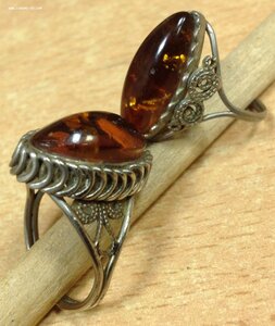 2 перстня с Янтарём СССР бижутерия