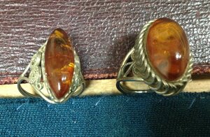 2 перстня с Янтарём СССР бижутерия