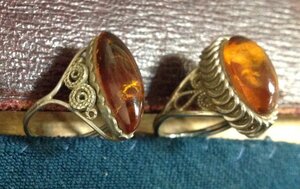2 перстня с Янтарём СССР бижутерия