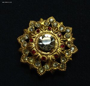 Брошка со стразами времён СССР золоченая