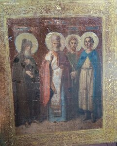 икона именная "Николай,Нифонт,Мина и Вонифатий" по золоту