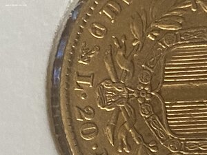 Сардиния 20 лир 1849 золото тираж 10380шт