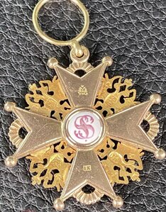 Орден св Станислав 3 ст на ушке 1866 год золото IK
