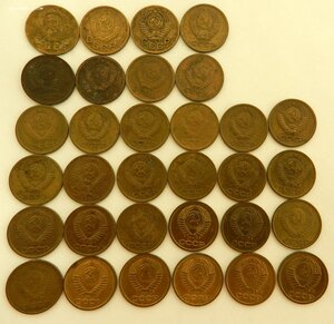 1 копейка СССР погодовка 1949 - 1991 (32 монеты)