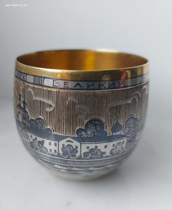 Редкая стопка "Великий Устюг" Северная чернь 1968 год Серебр