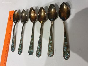 Комплект из 6 чайных ложек.СЕРЕБРО 875 проба. 134 грамма