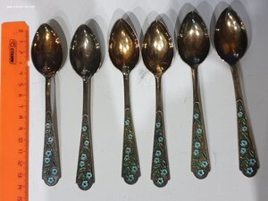 Комплект из 6 чайных ложек.СЕРЕБРО 875 проба. 134 грамма