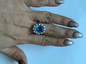 Кольцо с сапфиром 8.5 ct и бриллиантами
