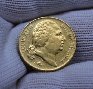 20 франков 1817 А. Людовик Xviii. Au. Золото.