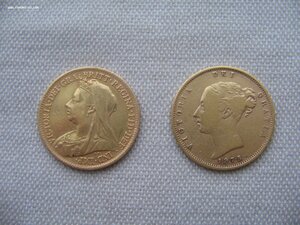 1/2 соверена. 5 монет. 1875, 1900, 1903,1915 и 2003