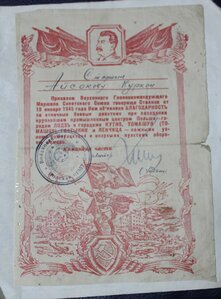 5 благодарностей за Вислу,Одер,Померанию на старшину