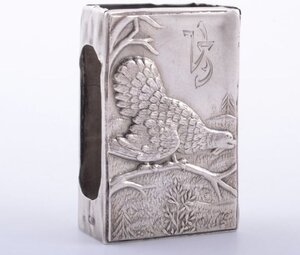 спичечница "Глухарь" 875 проба, 20-е годы,Латвия