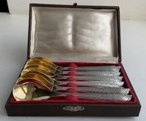 Комплект бакинских десертных ложек 875 пробы в коробке, 6 шт