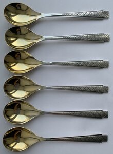 Комплект бакинских десертных ложек 875 пробы в коробке, 6 шт