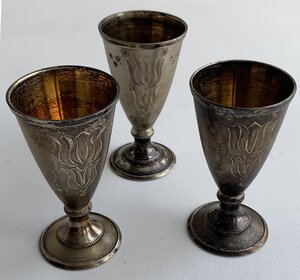 Комплект таллинских рюмок 916 пробы в коробке, 3 шт., ЛЮКС!