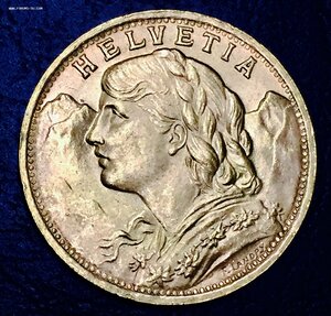 ШВЕЙЦАРИЯ, 20 франков, 1947