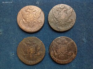 4 монеты по 5 копеек 1761,1762,1763,1764