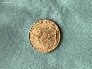 Франция 20FR 1908 UNC в блеске. ЗОЛОТО.