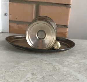 Коньячный набор (графин, 6 рюмок, поднос), серебро, ТФ8.