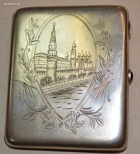 Портсигар "Кремль". Серебро 875 пробы.