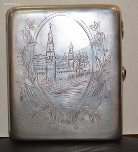 Портсигар "Кремль". Серебро 875 пробы.