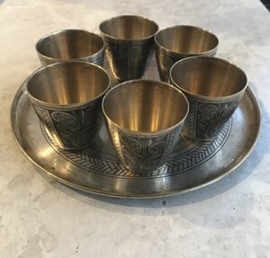 Комплект стопок и поднос, Северная чернь, состояние!