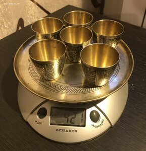 Комплект стопок и поднос, Северная чернь, состояние!