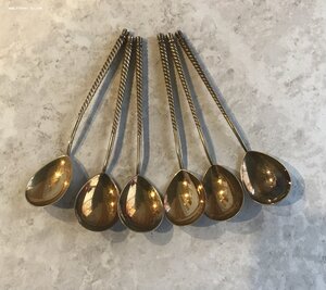 Ложки чайные в коробке, позолота, состояние!