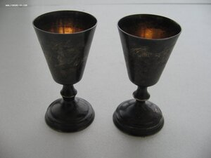 Пара рюмок. Серебро, позолота. Состояние!