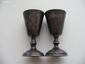 Пара рюмок. Серебро, позолота. Состояние!