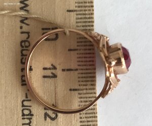 Золотое кольцо с корундом СССР. Корунд, золото 583 проба #1