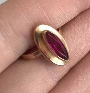 Золотое кольцо с корундом СССР. Корунд, золото 583 проба #3