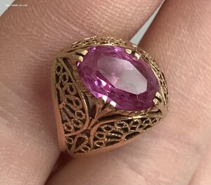 Золотое кольцо с корундом СССР. Корунд, золото 583 проба #4