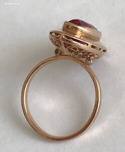 Золотое кольцо с корундом СССР. Корунд, золото 583 проба #6