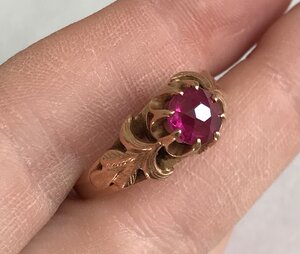 Золотое кольцо с корундом СССР. Корунд, золото 583 проба #11