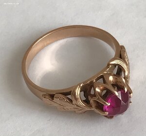 Золотое кольцо с корундом СССР. Корунд, золото 583 проба #11