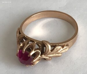 Золотое кольцо с корундом СССР. Корунд, золото 583 проба #11