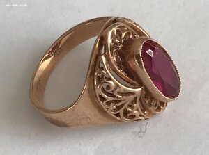 Золотое кольцо с корундом СССР. Корунд, золото 583 проба #14