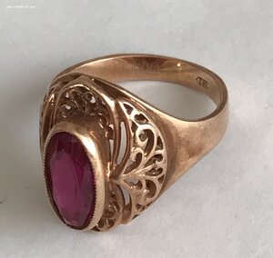 Золотое кольцо с корундом СССР. Корунд, золото 583 проба #14